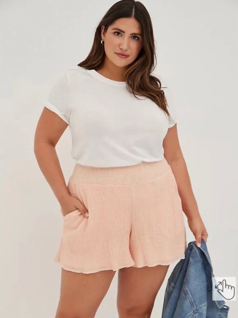 NWT Torrid Peach Textured Gauze High Rise Smocked Shorts